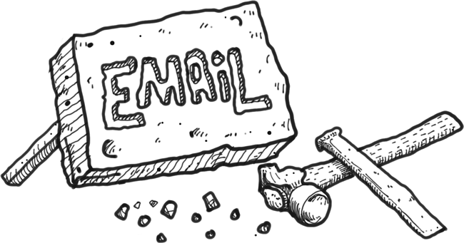 Hammer destroying an email envelope depicting email security vulnerabilities